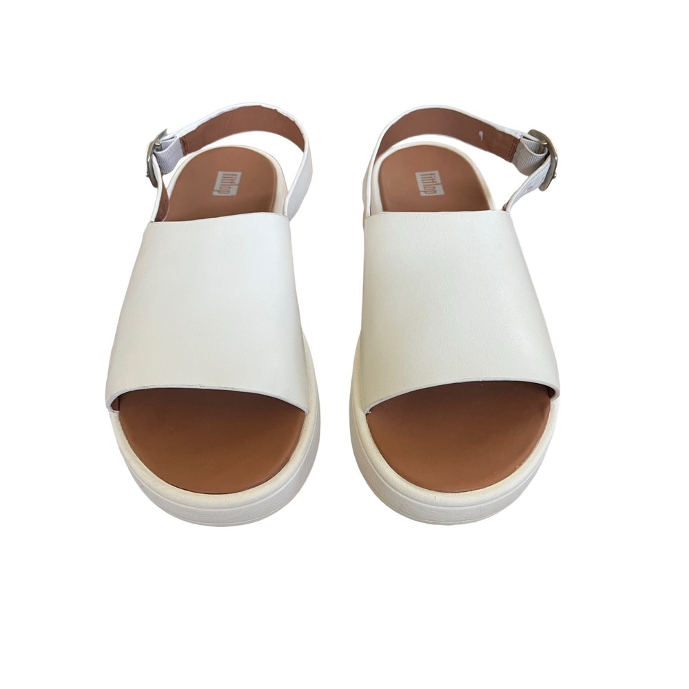 FitFlop Eloise Platform Wedge Sandals Womens 7 White Leather Excellent Comfort